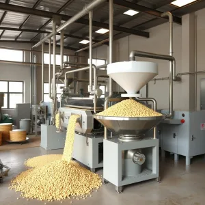 Industrial machinery used in besan processing plant